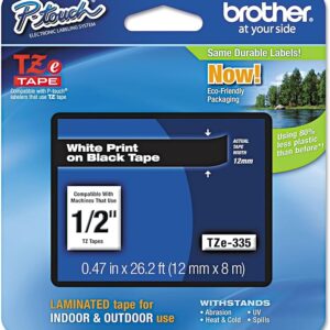Brother P-Touch TZ tape ½” black on white, 0.47" x 26.2'