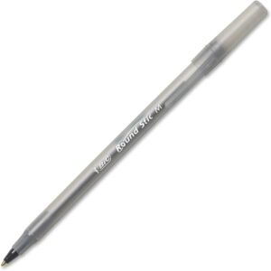 Ballpoint Stick Pens, Medium Point, 1.0 mm, Black Barrel, Black Ink, Pack Of 12