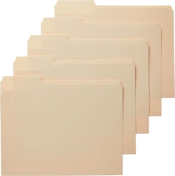 File Folders, 1/3 Cut Tab, Assorted Position, Letter Size, Manila, Box 0f 100