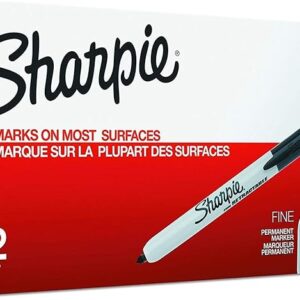 Retractable fine point marker, Black, Pack of 12