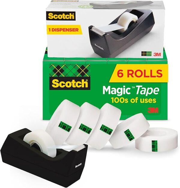 Scotch Magic 810 Tape Value Pack, 3/4" x 1000", Clear, Pack Of 6 Rolls