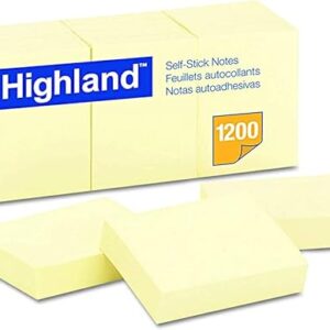 Self-Stick Notes, 1 1/2" x 2", Yellow, 100 Sheets Per Pad, Pack Of 12