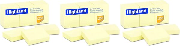 Self-Stick Notes, 1 1/2" x 2", Yellow, 100 Sheets Per Pad, Pack Of 12
