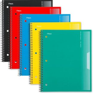 Spiral Notebook, 1 Subject, Medium/College Rule, Assorted Color Covers, 11" x 8", 100 Sheets