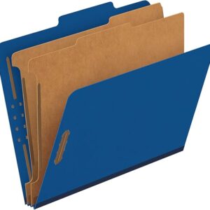 Classification Folder, 2 Dividers, Letter Size, Dark Blue, 10/Box