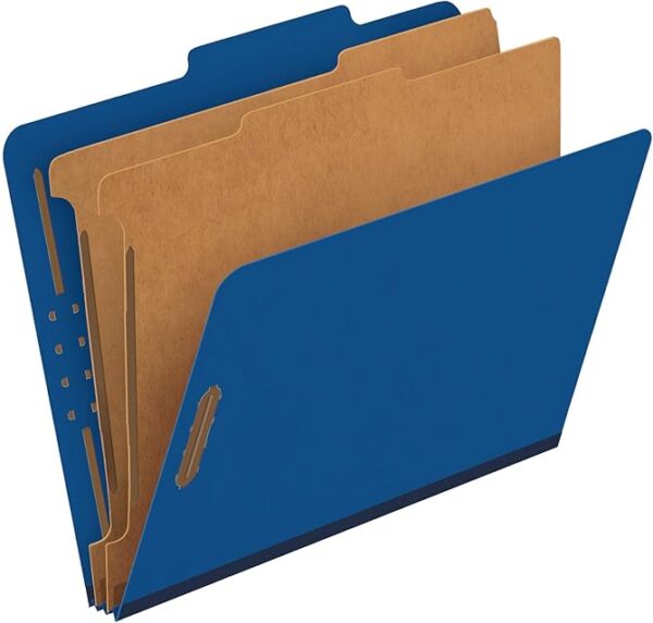 Classification Folder, 2 Dividers, Letter Size, Dark Blue, 10/Box
