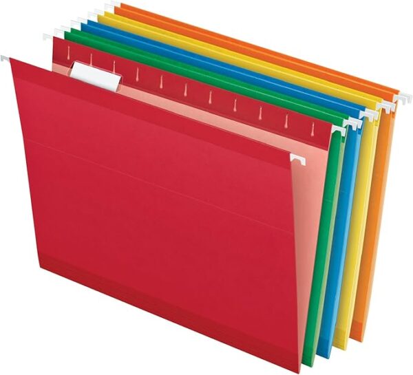 Hanging Folder, Letter Size, 1/5-Cut Tab, Assorted Colors, 25/Box