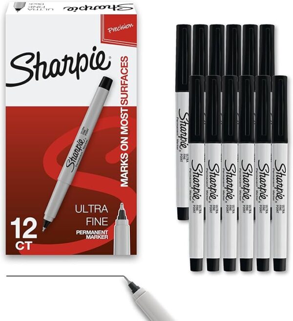 Permanent Ultra-Fine Point Marker, Black, Pack Of 12