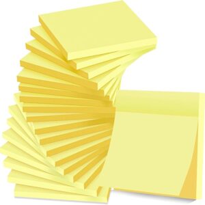 Self-Stick Notes, 3" x 3", Yellow, 100 Sheets Per Pad, Pack Of 18