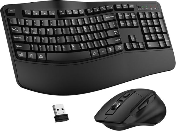 Wireless Wave Keyboard and Mouse Combo, 2.4 GHz Frequency / 30 ft Wireless Range, Black