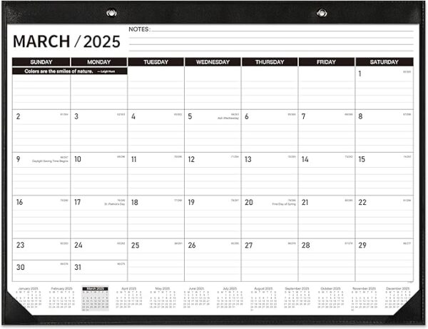 Monthly desk pad calendar, 22"x17"