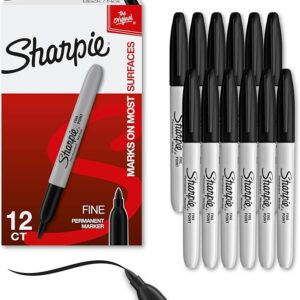 Permanent Fine-Point Markers, Black, Pack Of 12