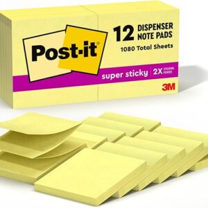 Self-Stick Notes, 3" x 3", Yellow, 100 Sheets Per Pad, Pack Of 12
